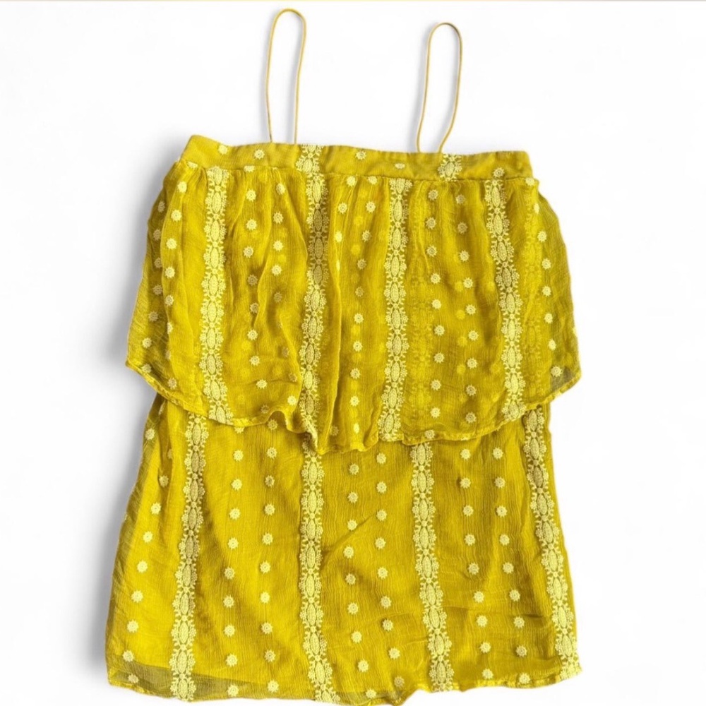 House of Harlow 1960 Yellow Embroidered Spaghetti Strap Mini‎ Dress XS